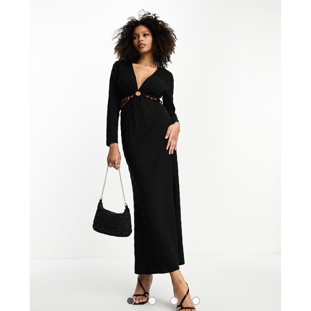 Never Fully Dressed Textured cut-out Tassel midaxi dress in black‎ Size 2